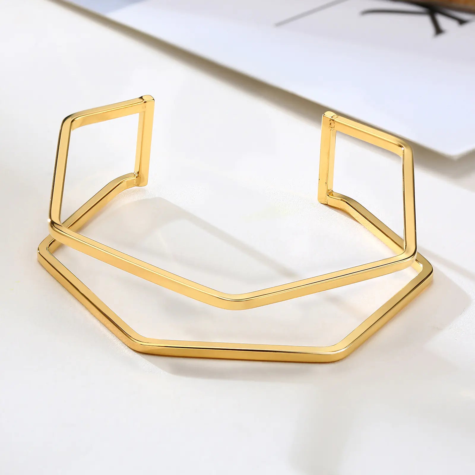 Gold C-Shaped Steel Bracelet