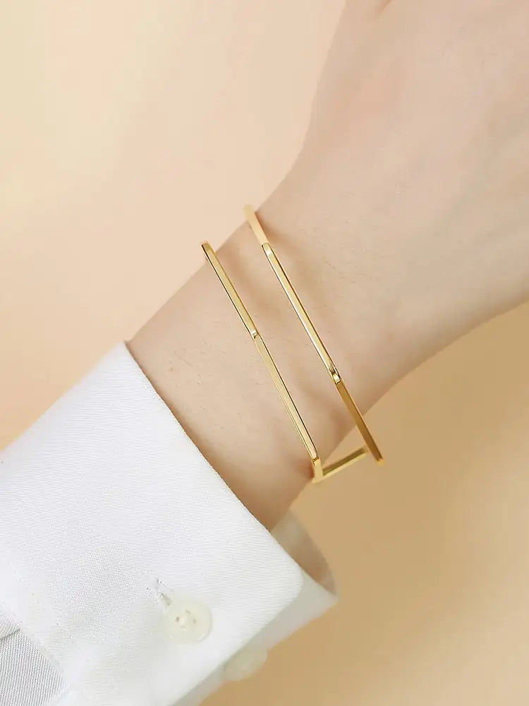 Gold C-Shaped Steel Bracelet
